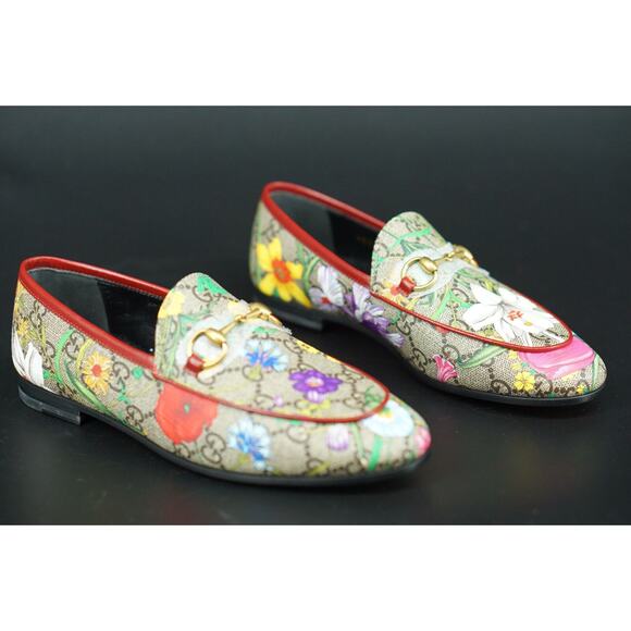 GUCCI Jordaan GG Supreme Monogram Canvas Floral Horsebit Loafer 35 NIB $780 - Picture 3 of 12